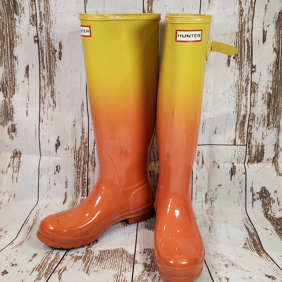 Hunter Shoes - Hunter Yellow and Orange Ombre Rain Boots